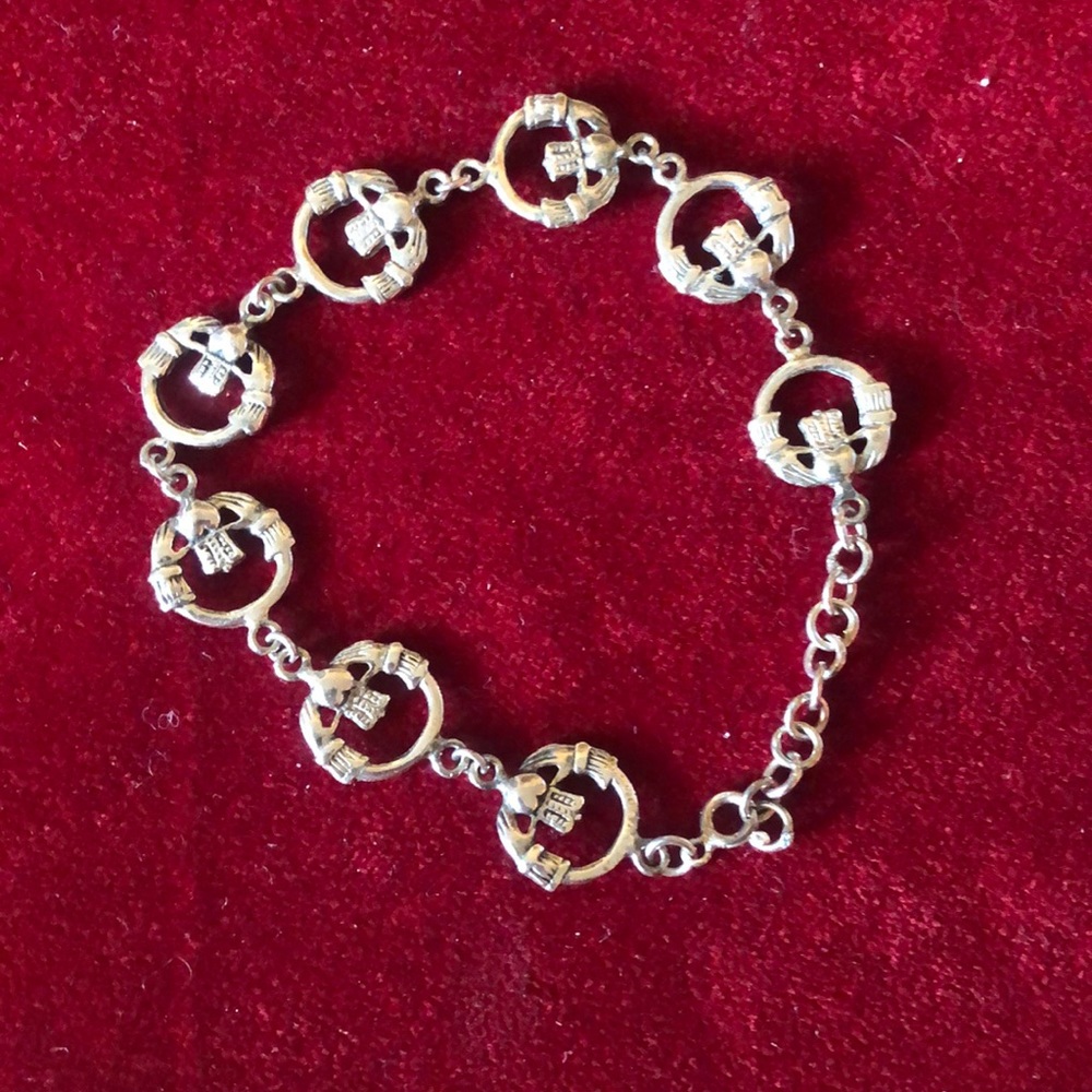 Celtic Claddagh bracelet sterling silver ladies bracelet